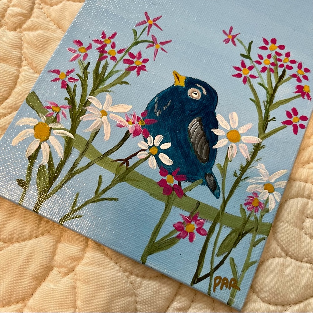 Original, 5x7 Acrylic Painting, “Little Blue”